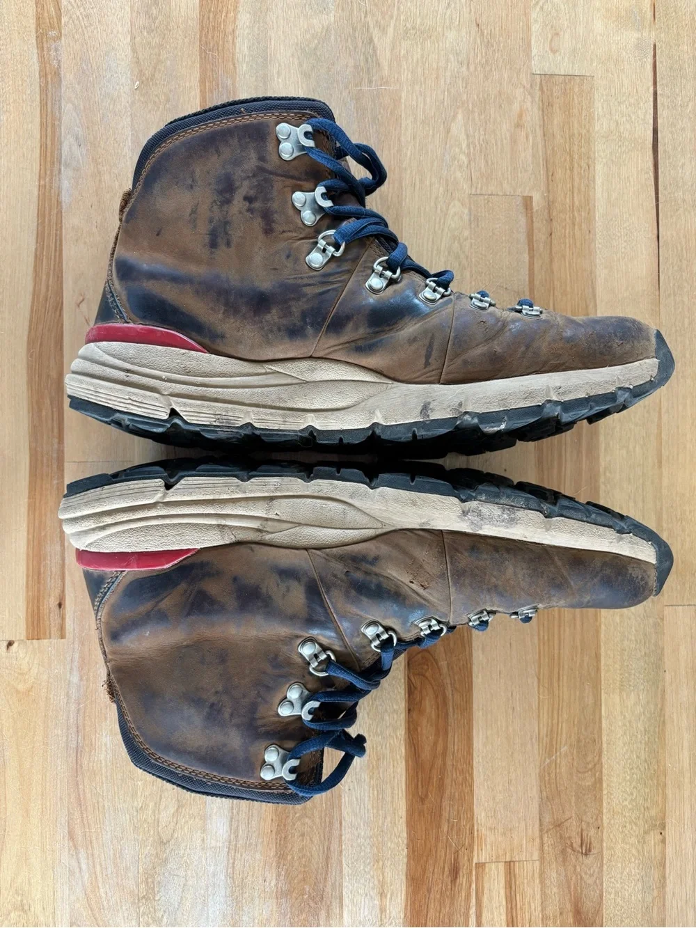 Danner Brown Leather Hiking Boots with Blue Laces
